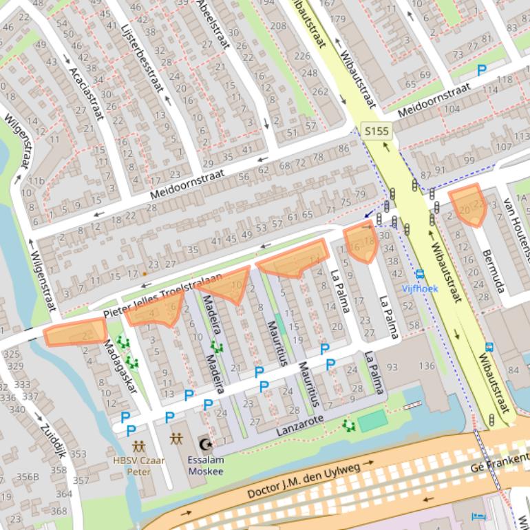 Kaart van postcodegebied 1505WG.