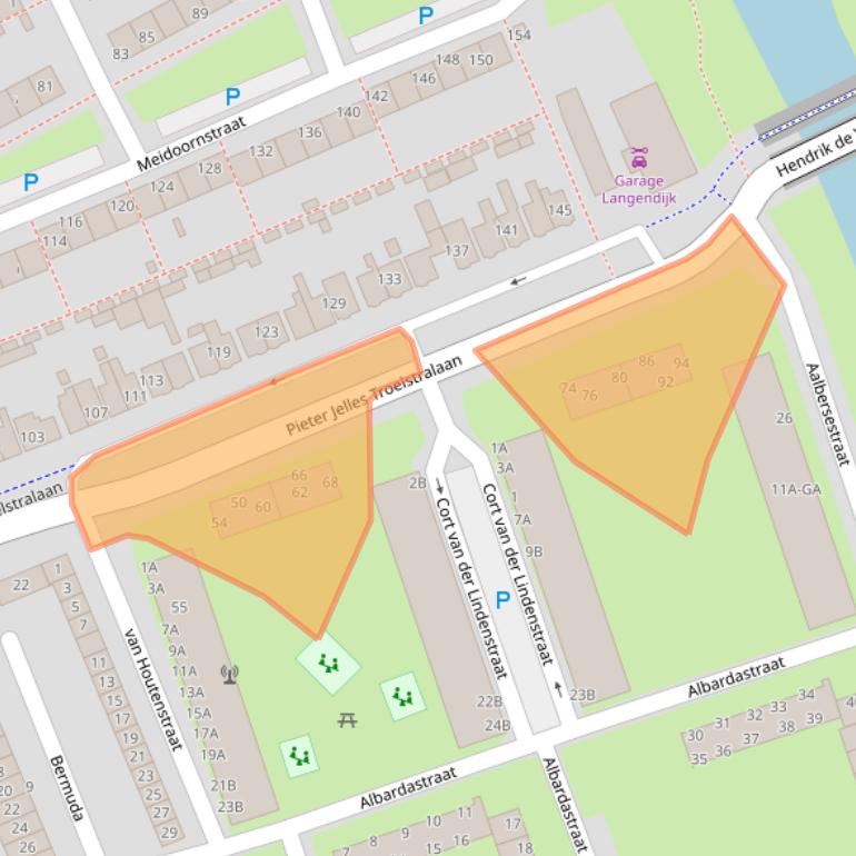 Kaart van postcodegebied 1505WH.