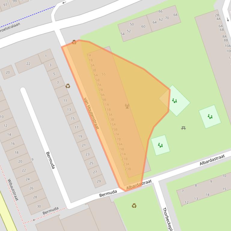 Kaart van postcodegebied 1505WJ.