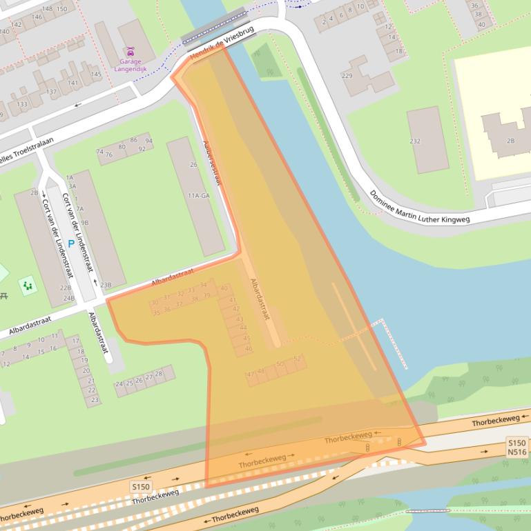 Kaart van postcodegebied 1505WT.