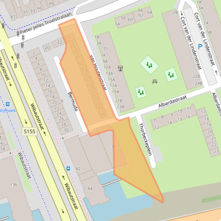 Kaart van postcodegebied 1505XA.