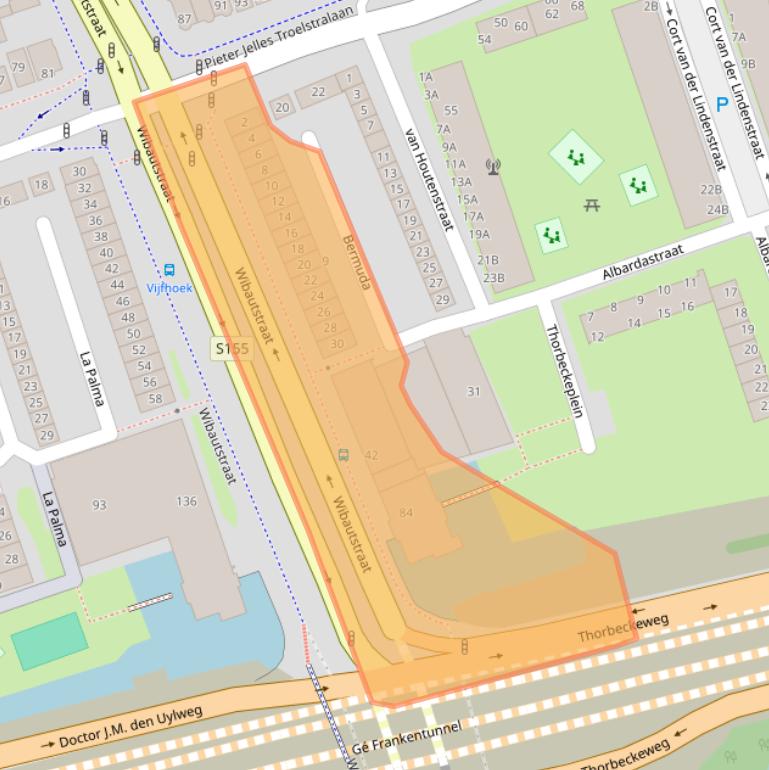 Kaart van postcodegebied 1505XC.