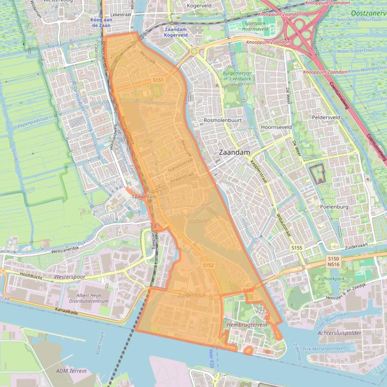 Kaart van postcodegebied 1506.