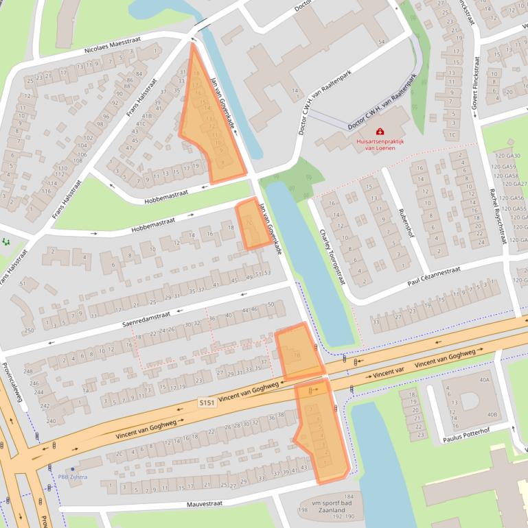 Kaart van postcodegebied 1506JN.