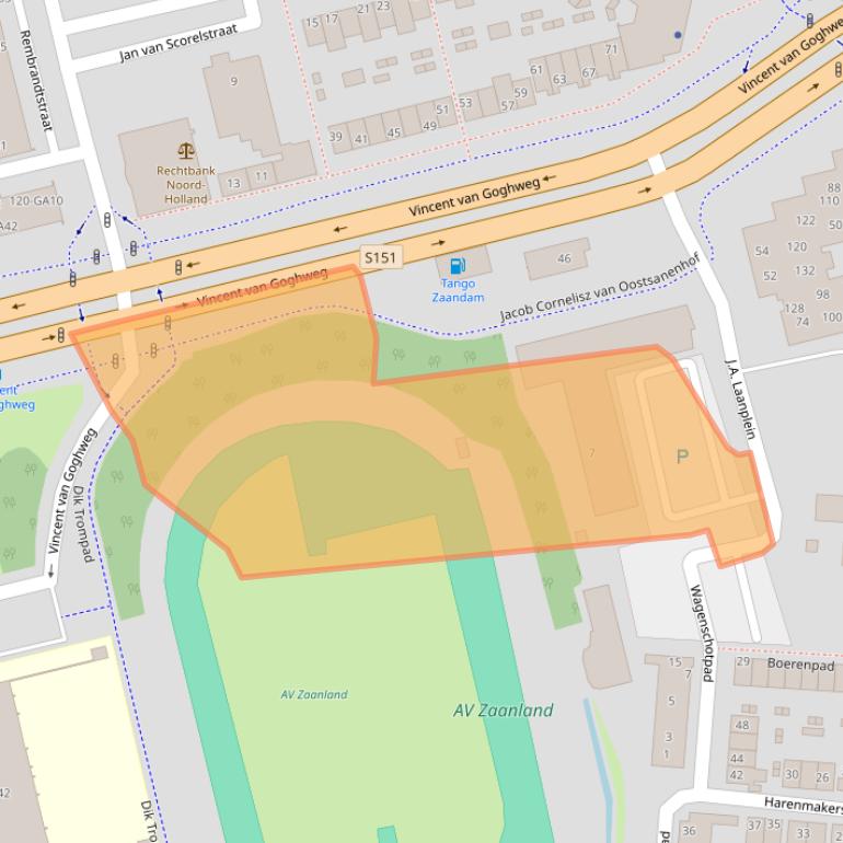 Kaart van postcodegebied 1506JZ.