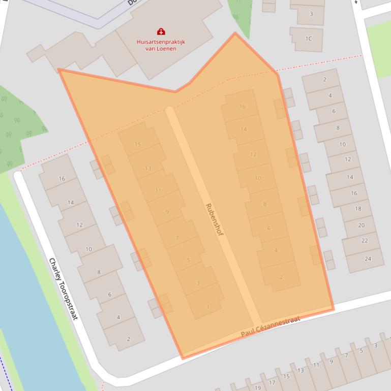 Kaart van postcodegebied 1506KW.