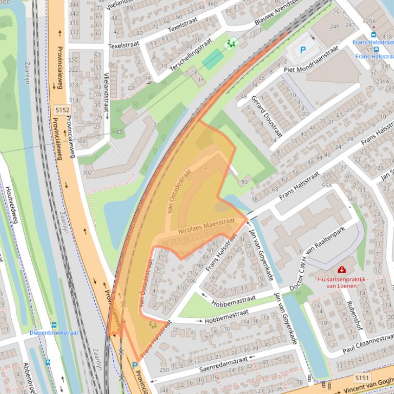 Kaart van postcodegebied 1506LB.
