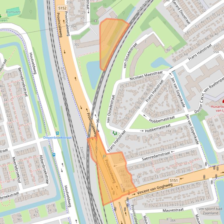 Kaart van postcodegebied 1506MJ.