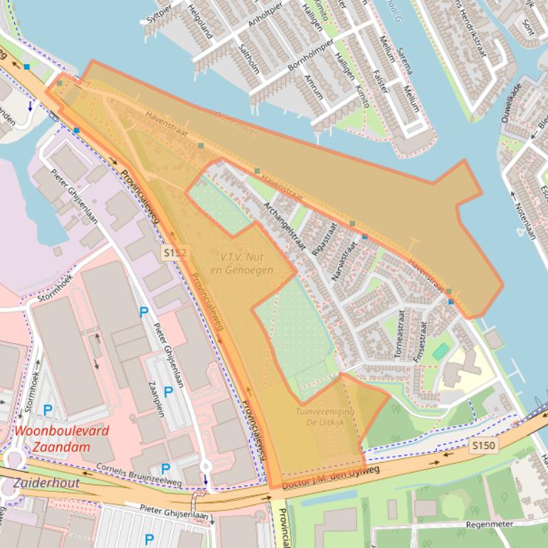 Kaart van postcodegebied 1506PG.