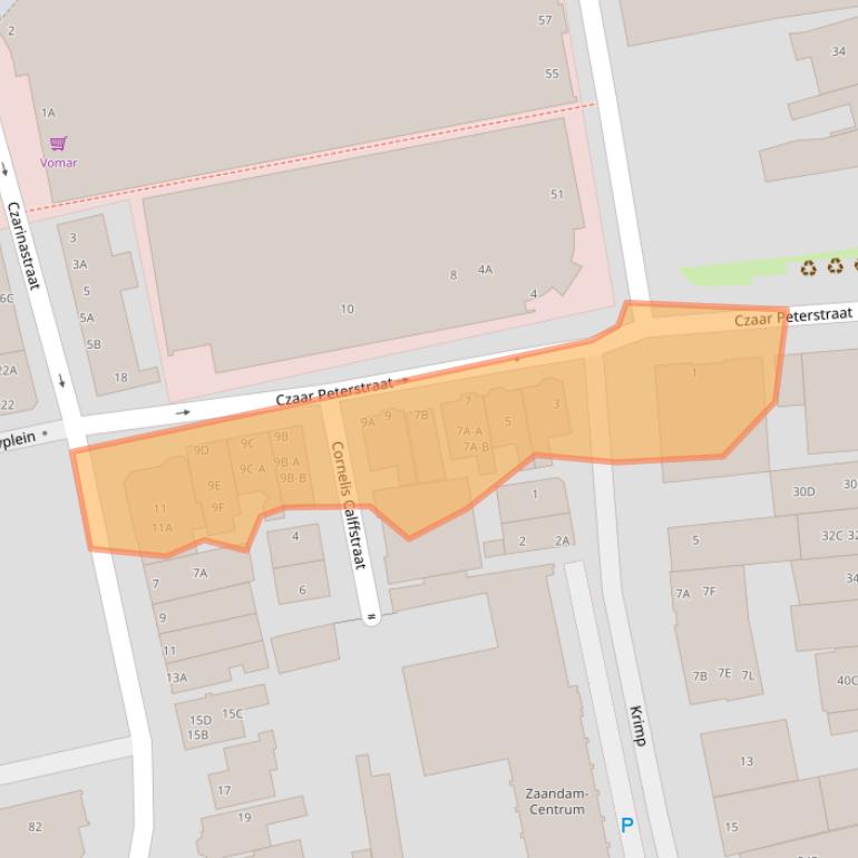 Kaart van postcodegebied 1506SK.