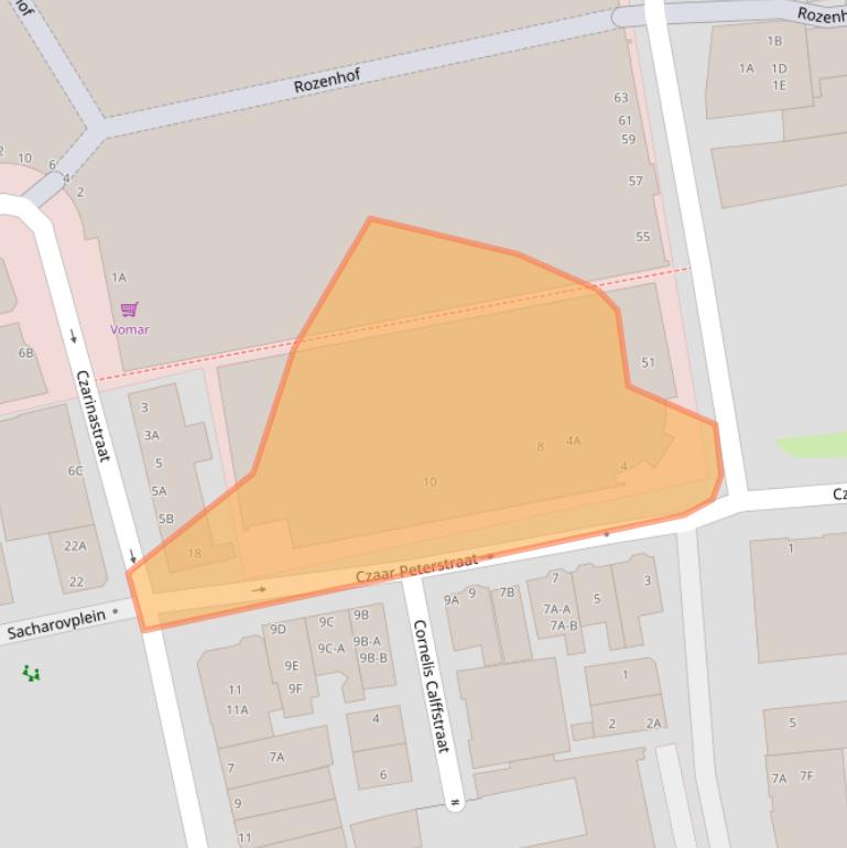 Kaart van postcodegebied 1506SN.