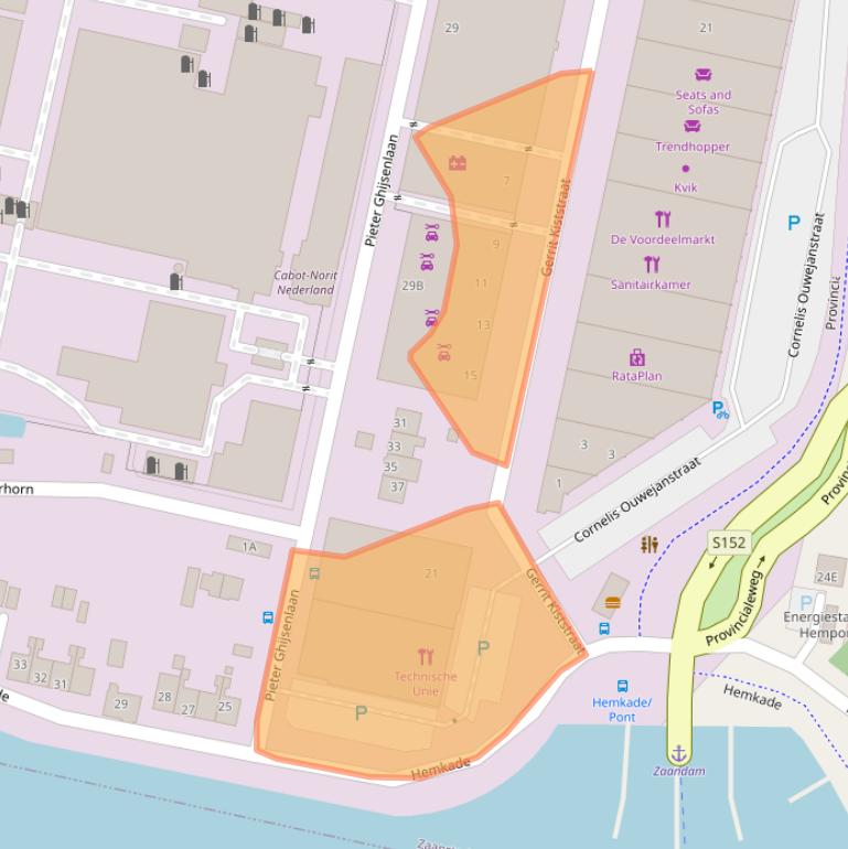 Kaart van postcodegebied 1506SZ.