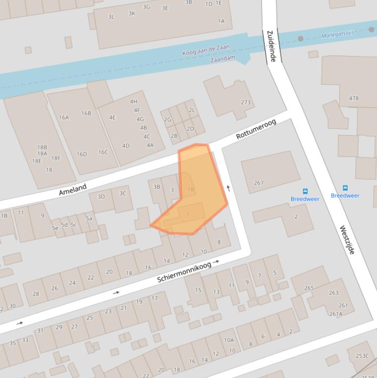 Kaart van postcodegebied 1506ZS.