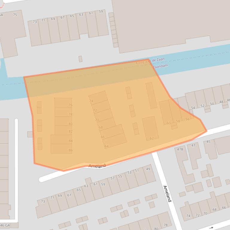 Kaart van postcodegebied 1506ZX.