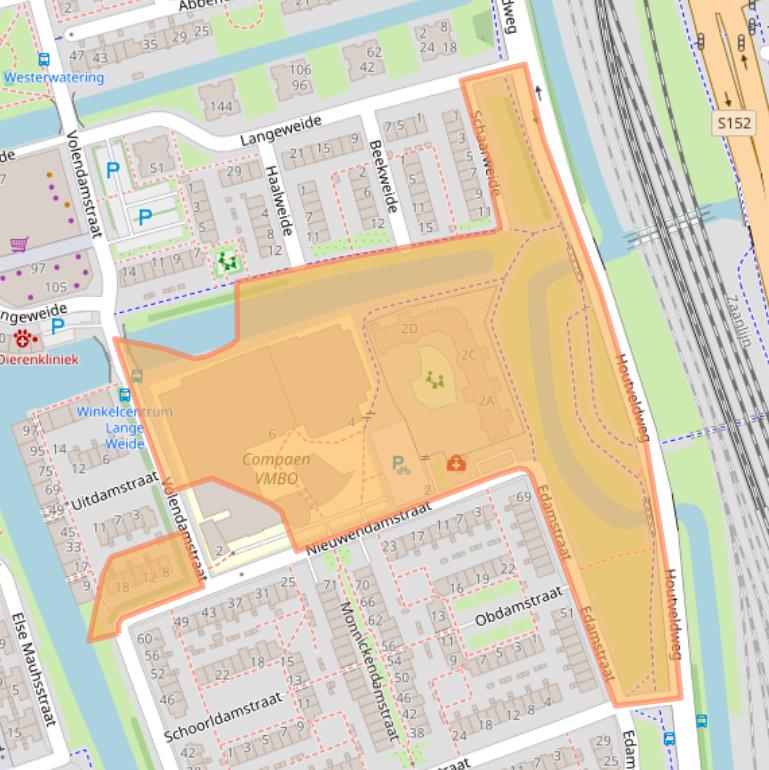 Kaart van postcodegebied 1507JE.