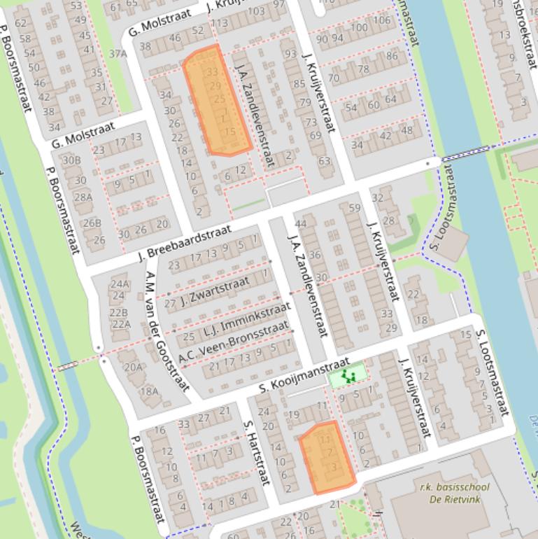 Kaart van postcodegebied 1507XA.