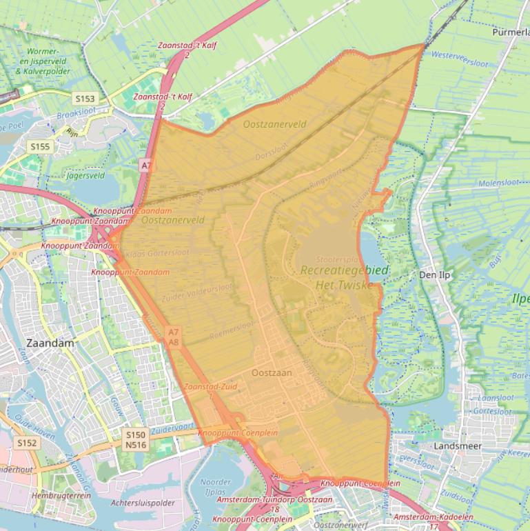 Kaart van postcodegebied 1511.