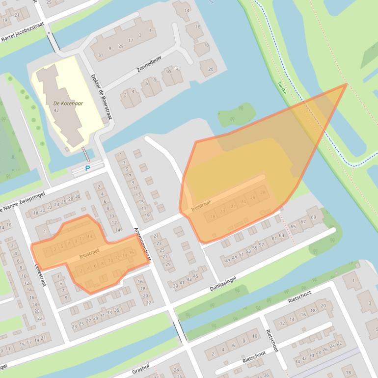 Kaart van postcodegebied 1511ET.