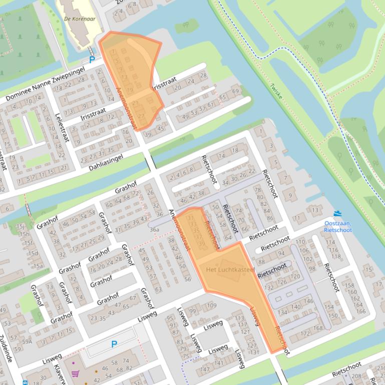 Kaart van postcodegebied 1511EX.