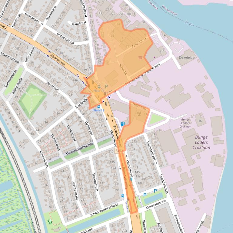 Kaart van postcodegebied 1521AP.