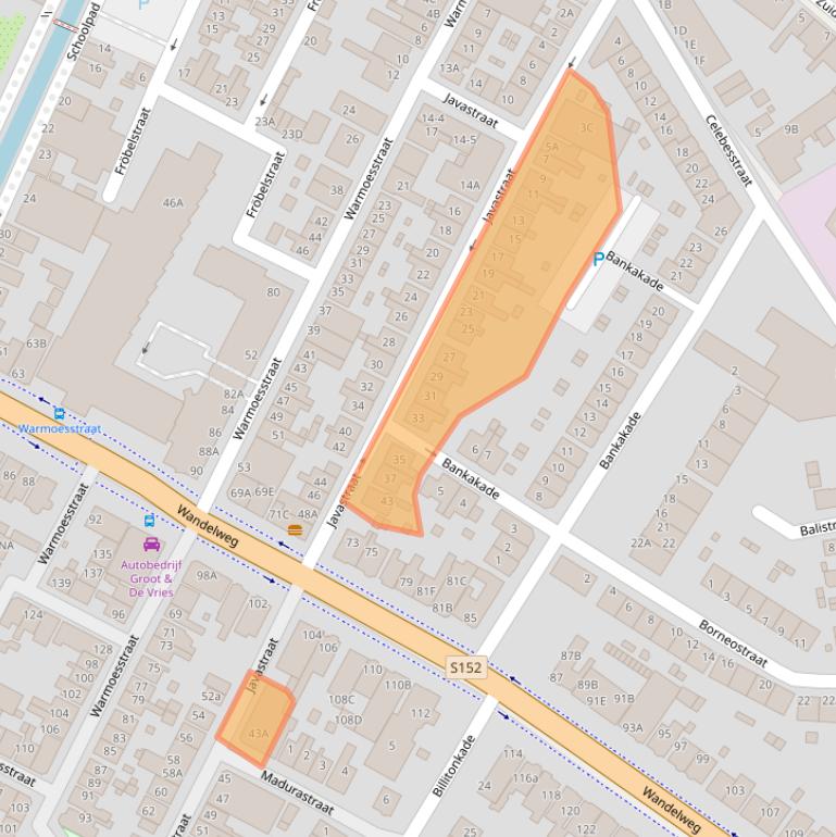 Kaart van postcodegebied 1521CC.