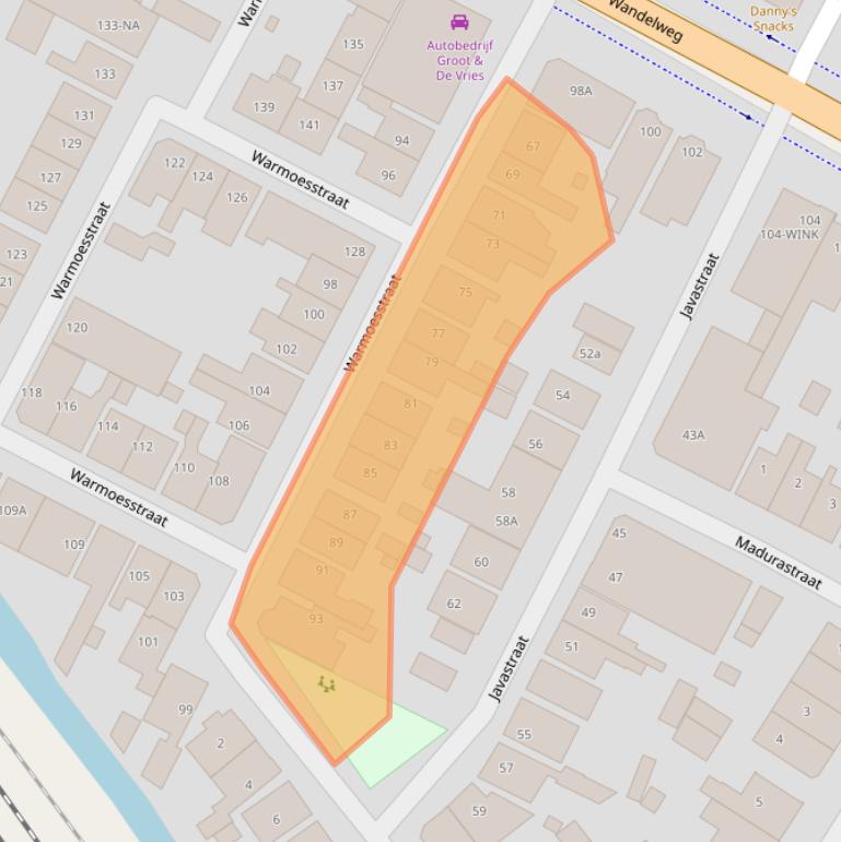 Kaart van postcodegebied 1521CL.