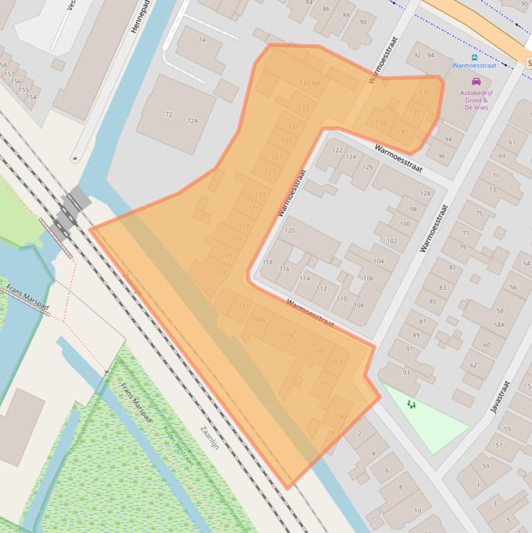 Kaart van postcodegebied 1521CM.