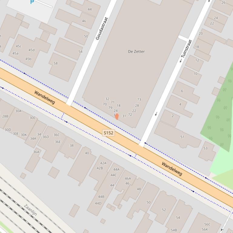 Kaart van postcodegebied 1521CW.