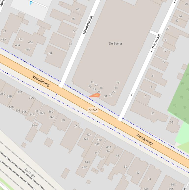 Kaart van postcodegebied 1521CX.