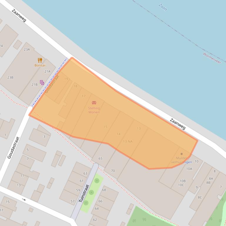 Kaart van postcodegebied 1521DJ.