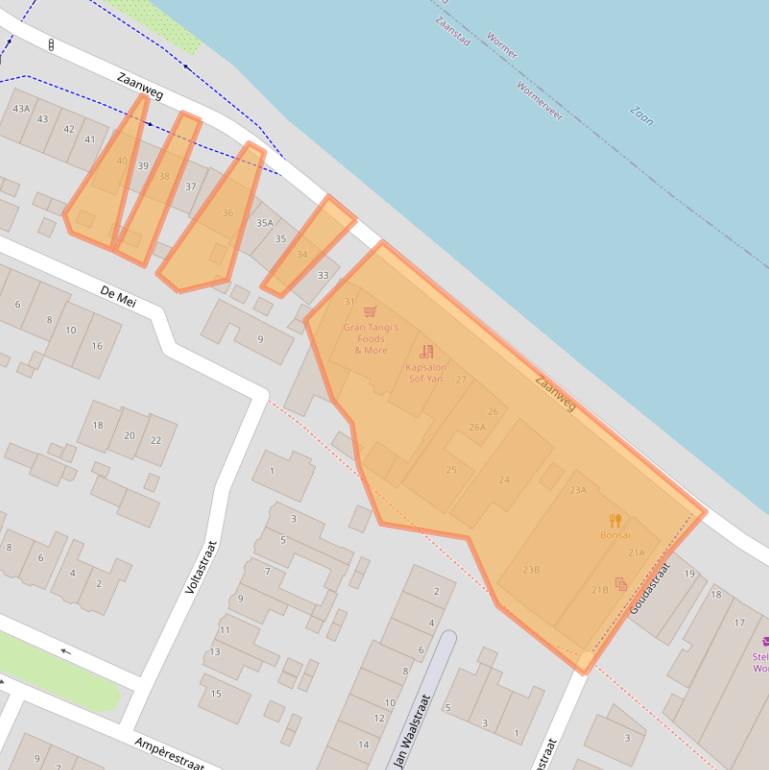 Kaart van postcodegebied 1521DK.