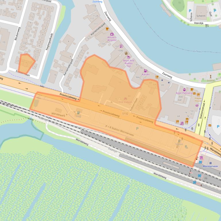 Kaart van postcodegebied 1521EA.