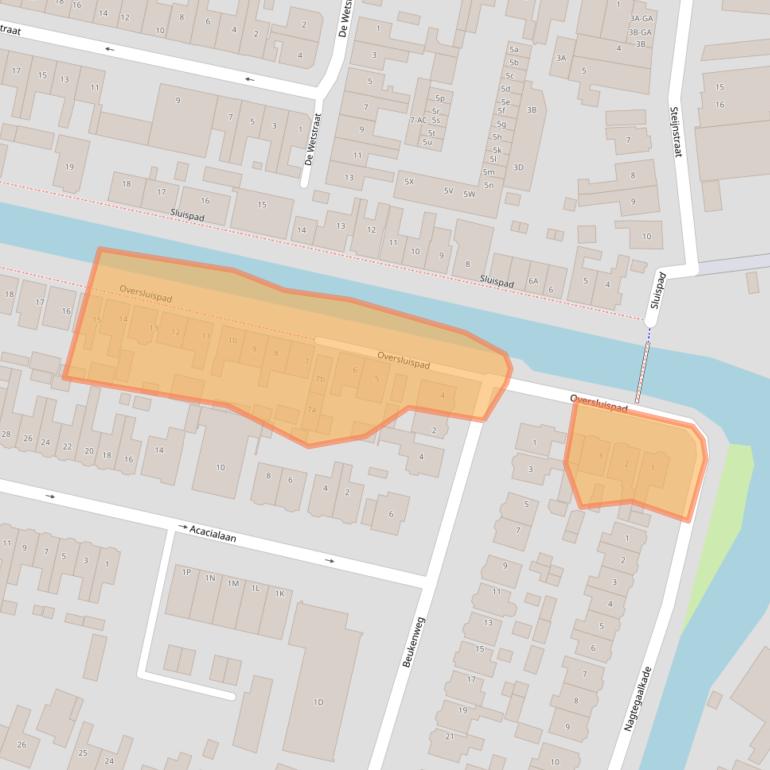 Kaart van postcodegebied 1521EE.