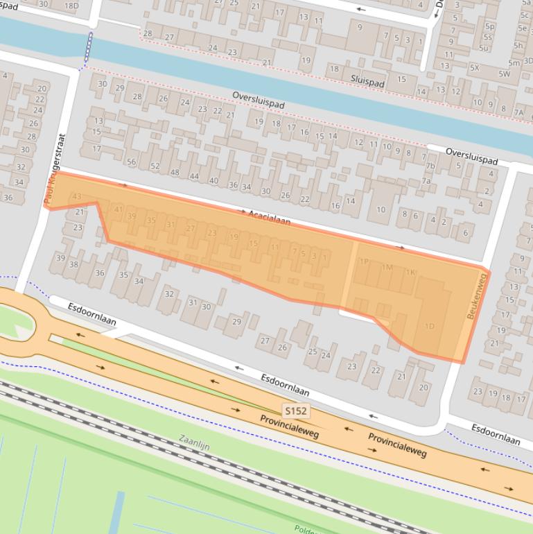 Kaart van postcodegebied 1521EK.