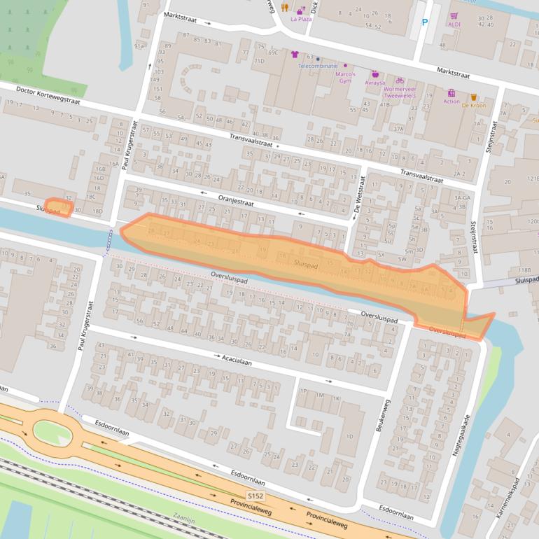 Kaart van postcodegebied 1521EW.