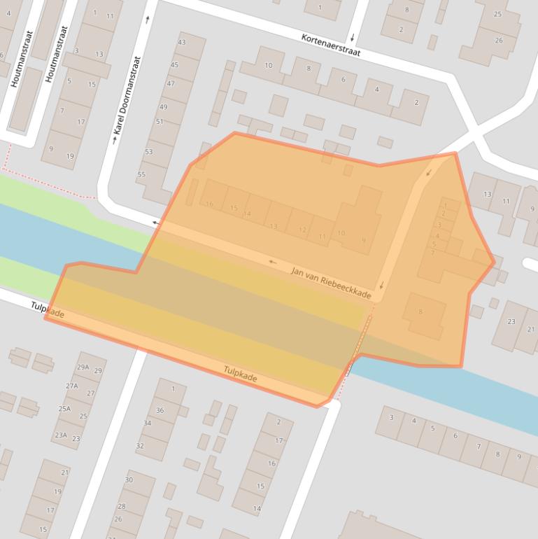 Kaart van postcodegebied 1521KJ.