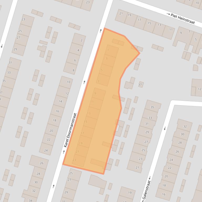 Kaart van postcodegebied 1521KT.