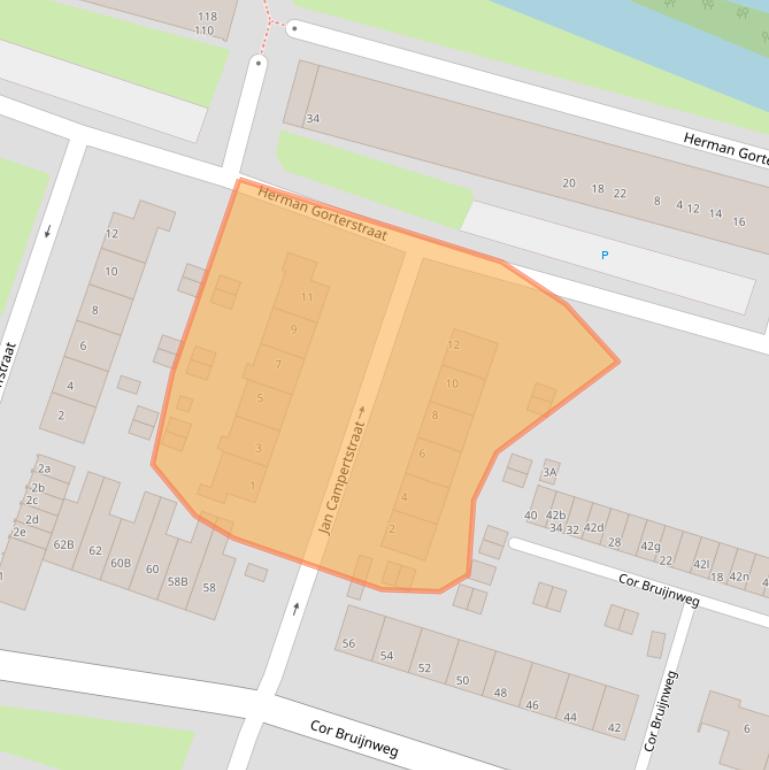 Kaart van postcodegebied 1521MJ.