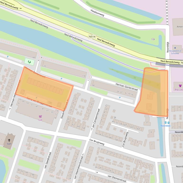 Kaart van postcodegebied 1521MS.