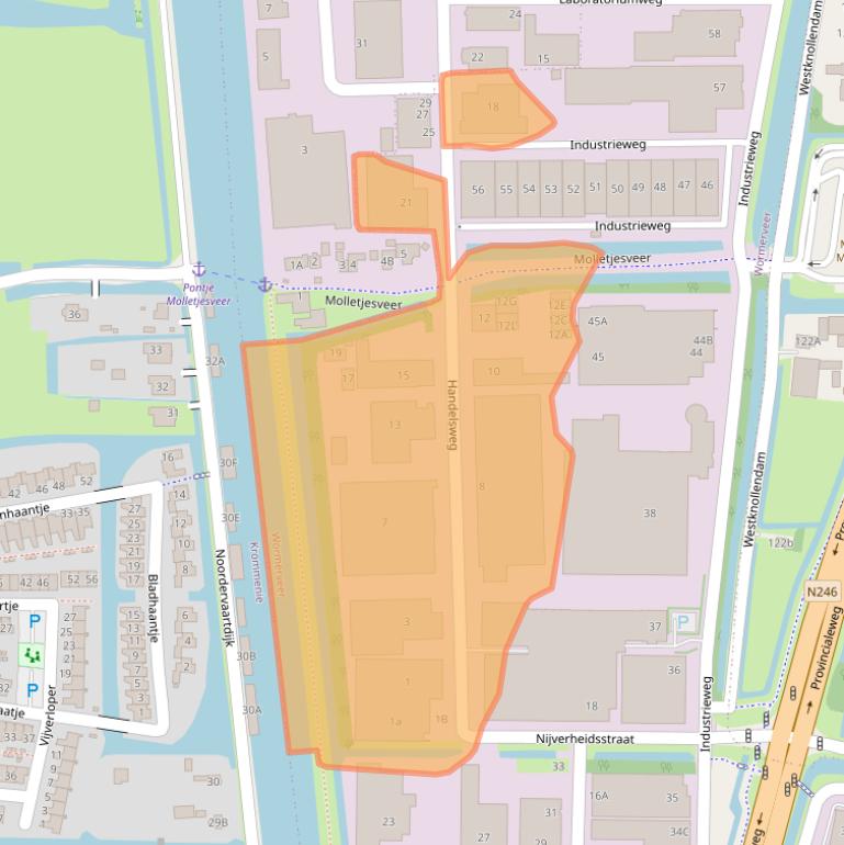Kaart van postcodegebied 1521NH.