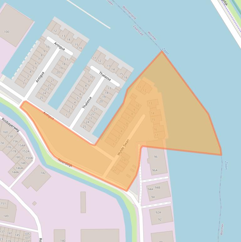 Kaart van postcodegebied 1521NZ.