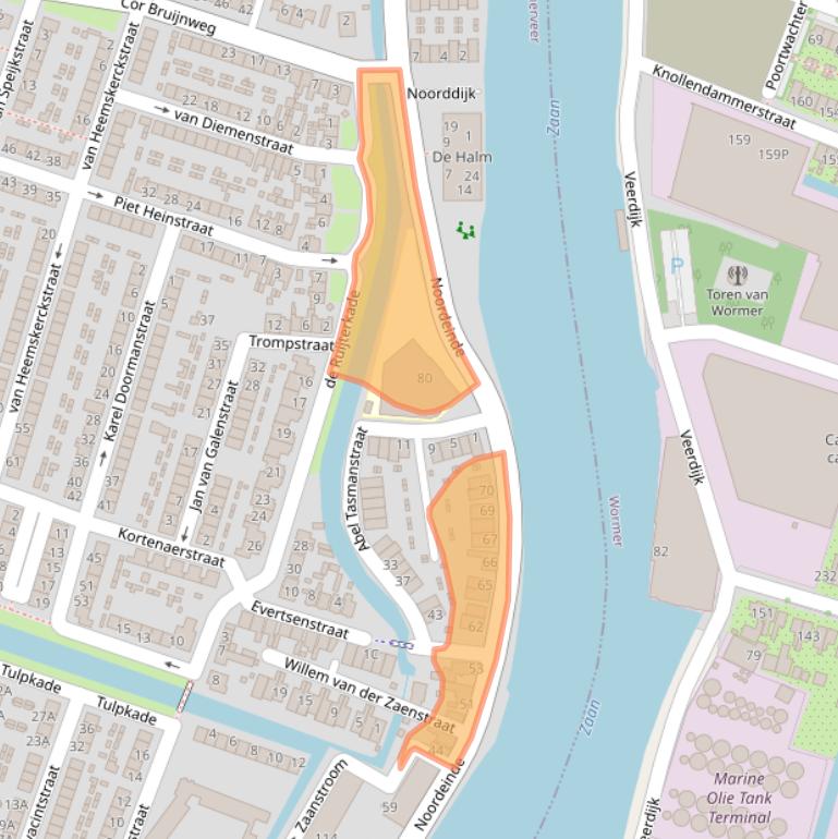 Kaart van postcodegebied 1521PB.