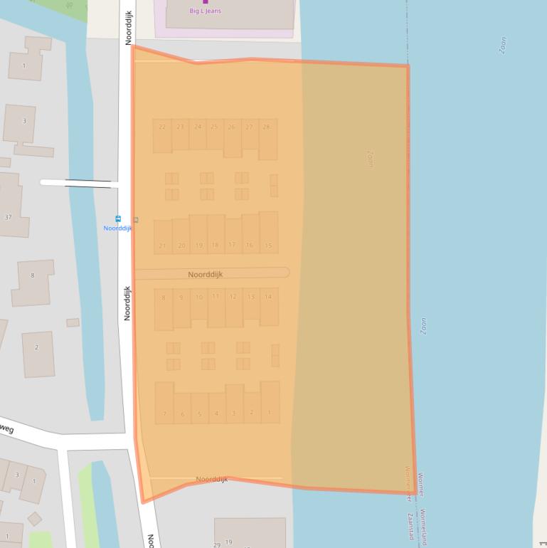 Kaart van postcodegebied 1521PC.