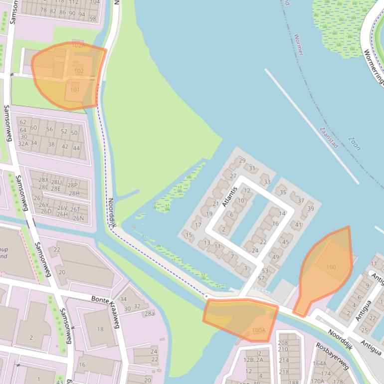Kaart van postcodegebied 1521PE.