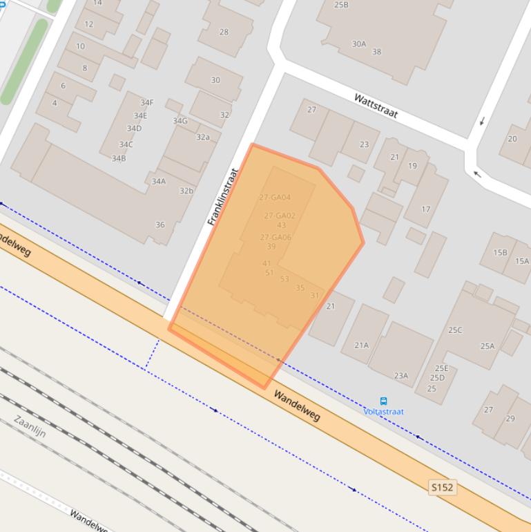 Kaart van postcodegebied 1521SZ.