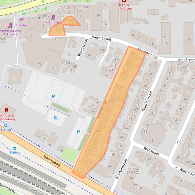 Kaart van postcodegebied 1521TB.