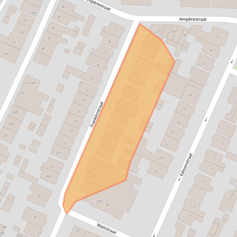 Kaart van postcodegebied 1521TC.