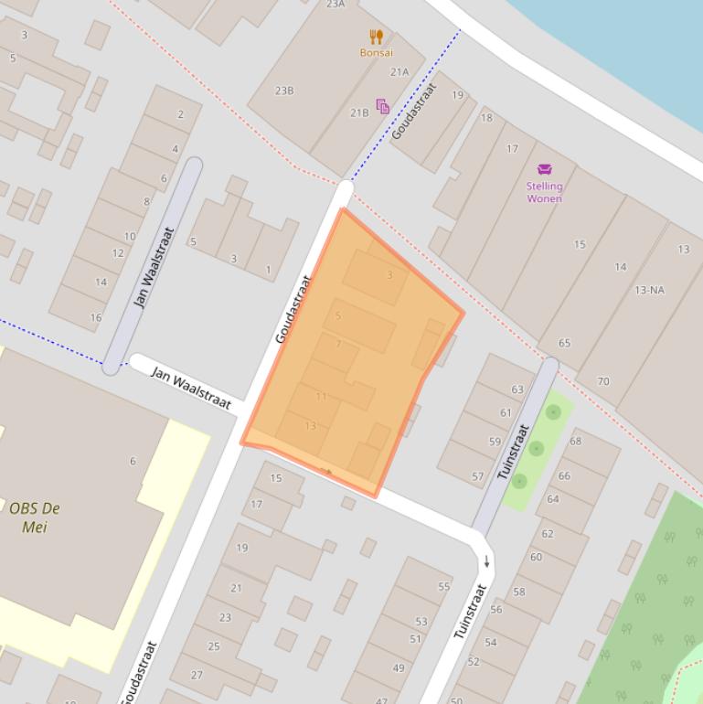 Kaart van postcodegebied 1521TM.