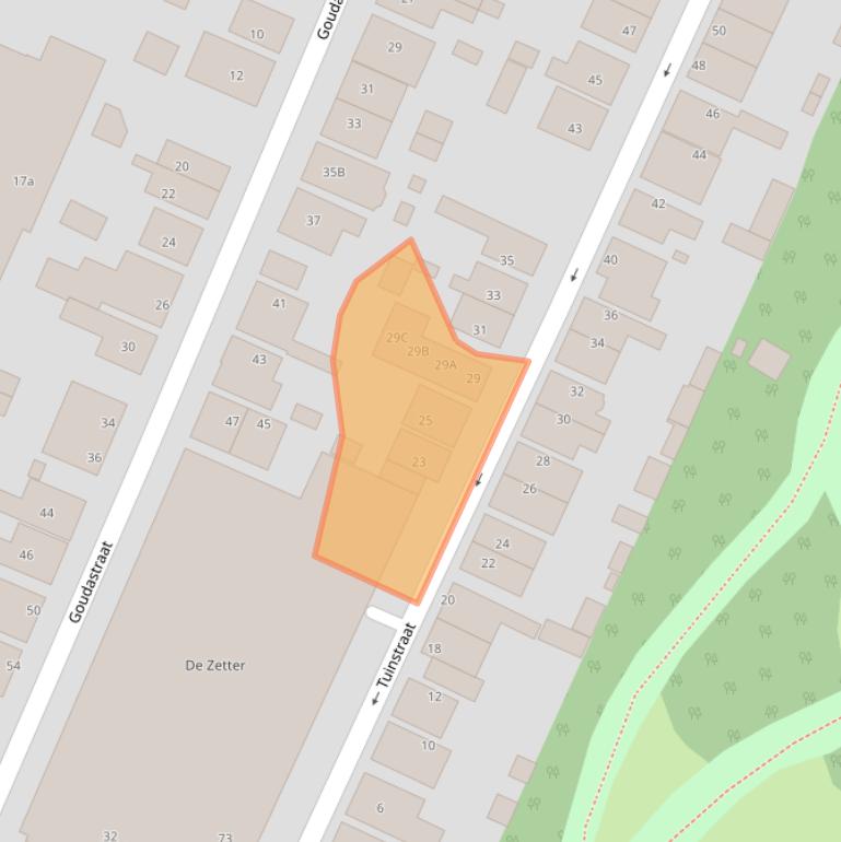 Kaart van postcodegebied 1521TS.