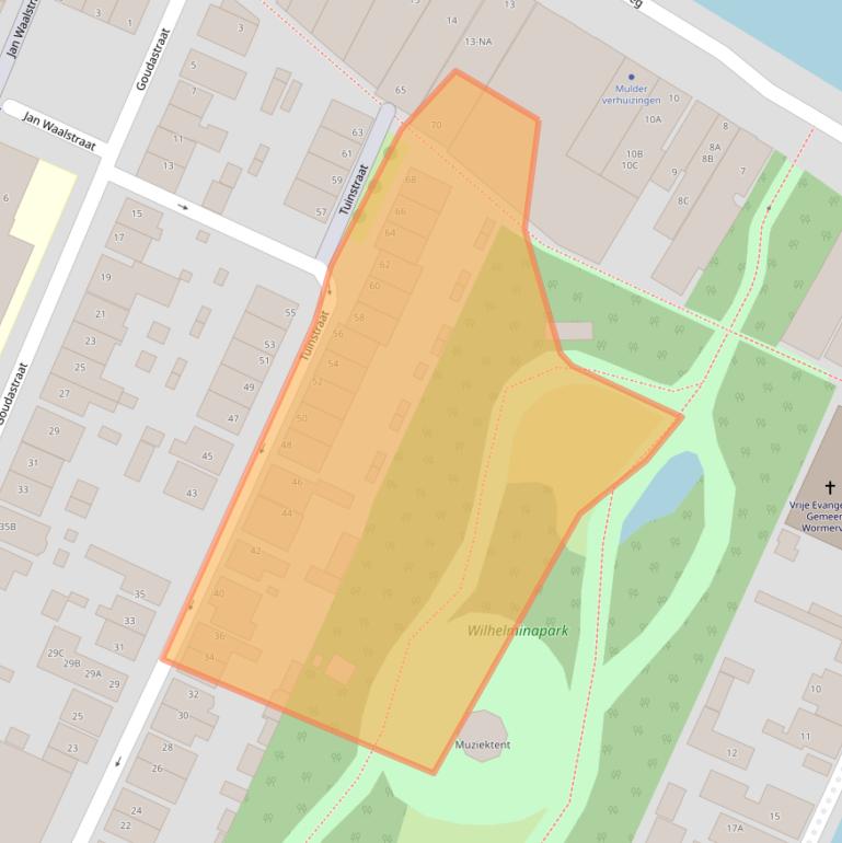 Kaart van postcodegebied 1521TW.